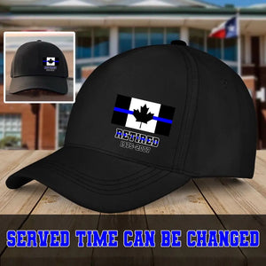 Personalized Canada Thin Blue Line Retired Custom Served Times Black Cap QTHN1162