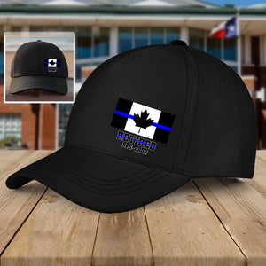 Personalized Canada Thin Blue Line Retired Custom Served Times Black Cap QTHN1162