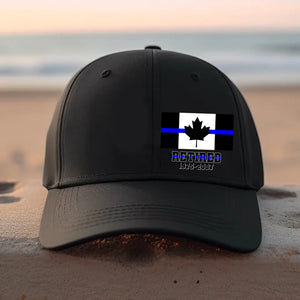 Personalized Canada Thin Blue Line Retired Custom Served Times Black Cap QTHN1162