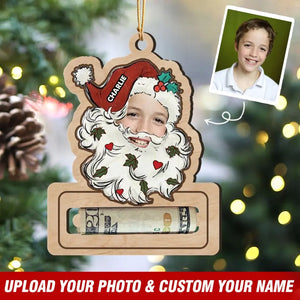 Personalized Upload Your Photo Money Holder Christmas Gift Wooden Ornament Printed NMTVQ231172