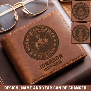 Personalized Canadian Army Veteran Custom Name Laser Leather Wallet KVH231168