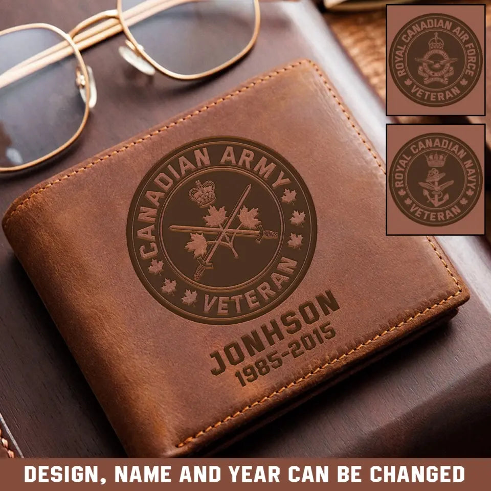 Personalized Canadian Army Veteran Custom Name Laser Leather Wallet KVH231168
