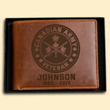 Personalized Canadian Army Veteran Custom Name Laser Leather Wallet KVH231168
