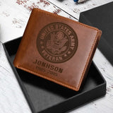 Personalized US Army Veteran Custom Name Laser Leather Wallet KVH231168