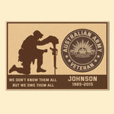 Personalized Australian Army Veteran Custom Name & Time We Don't Know Them All But We Owe Them All Doormat Printed KVH231178