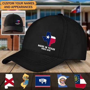 Personalized US State Flag Custom Time Black Cap QTHN1183