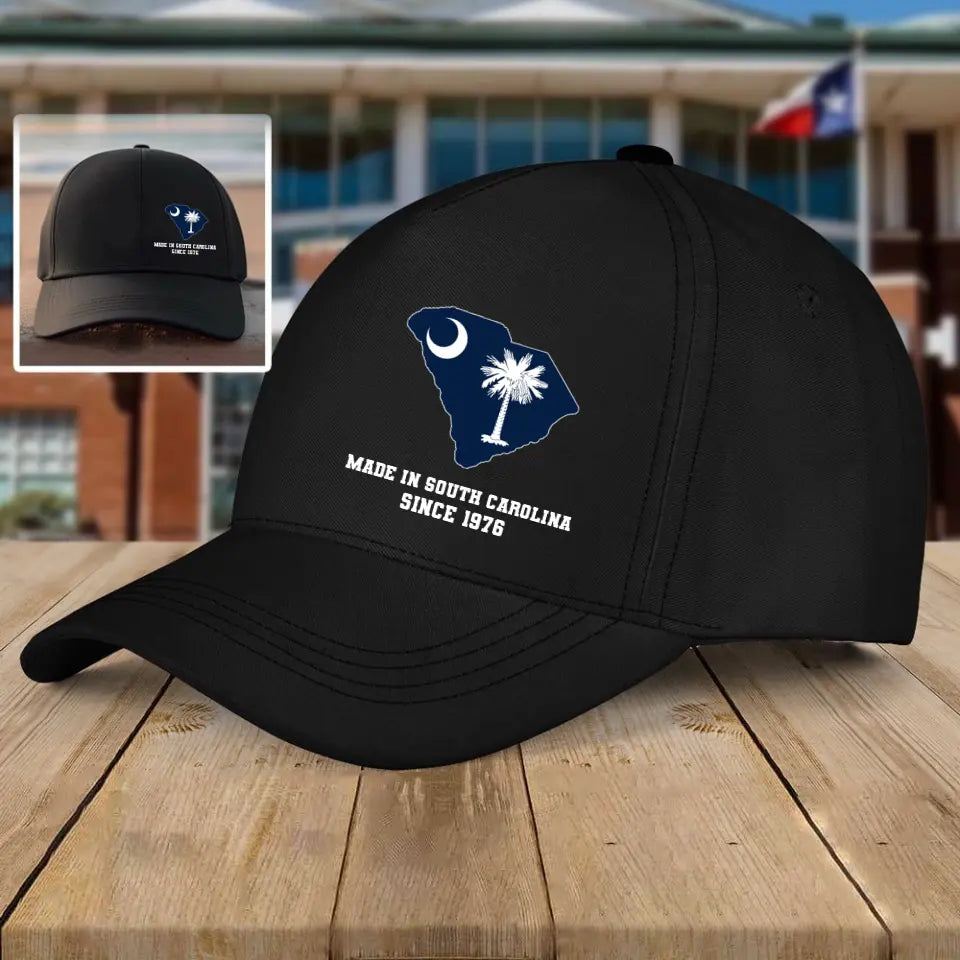 Personalized US State Flag Custom Time Black Cap QTHN1183