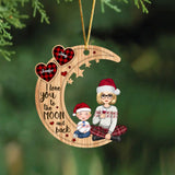 Personalized I Love You To The Moon And Back Auntie & Kid Christmas Gift Wooden Ornament Printed LVA231186