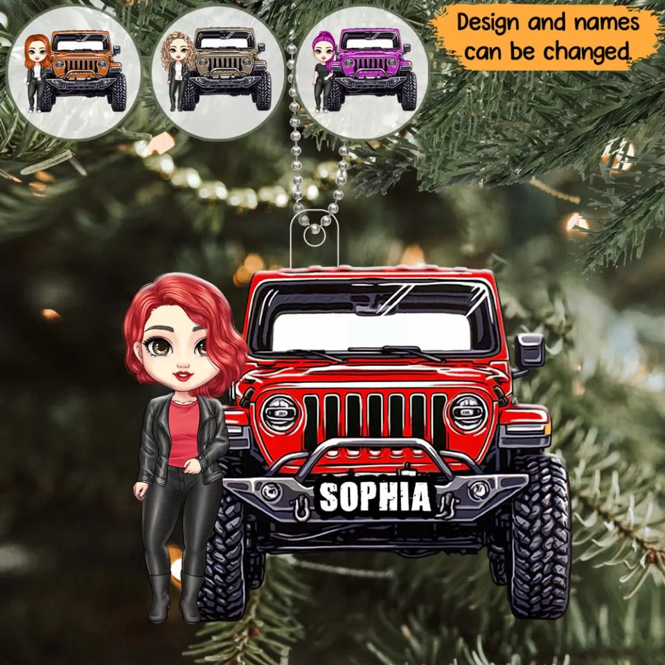 Personalized Jeep Girl Custom Name Acrylic Ornament Printed HN231187