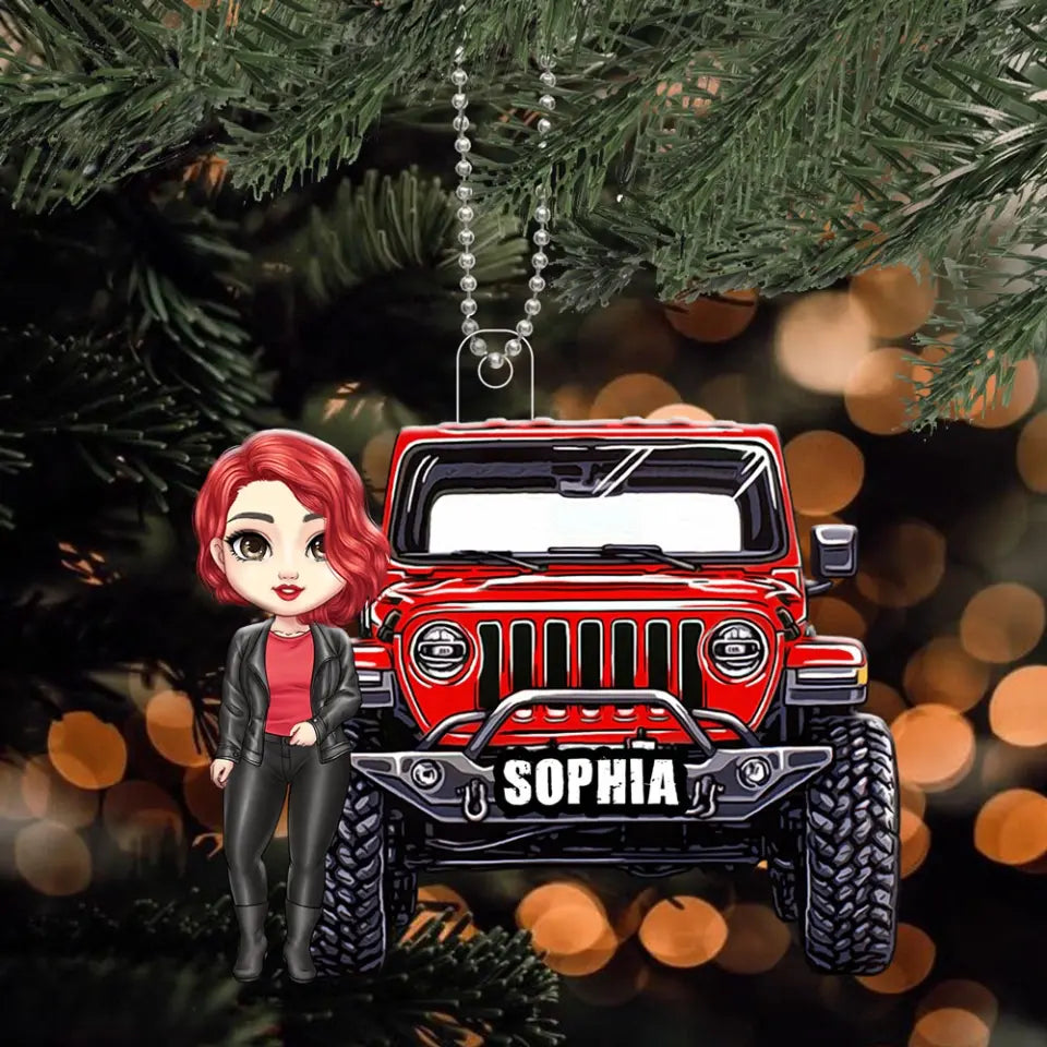 Personalized Jeep Girl Custom Name Acrylic Ornament Printed HN231187