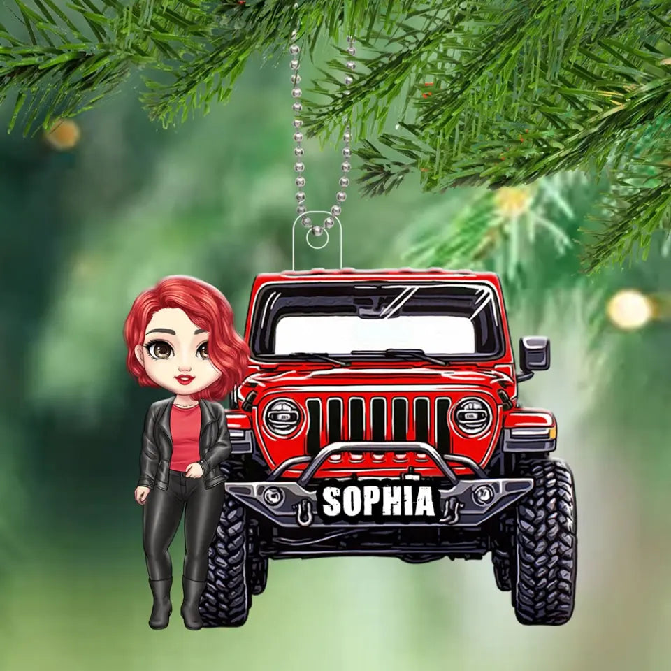 Personalized Jeep Girl Custom Name Acrylic Ornament Printed HN231187