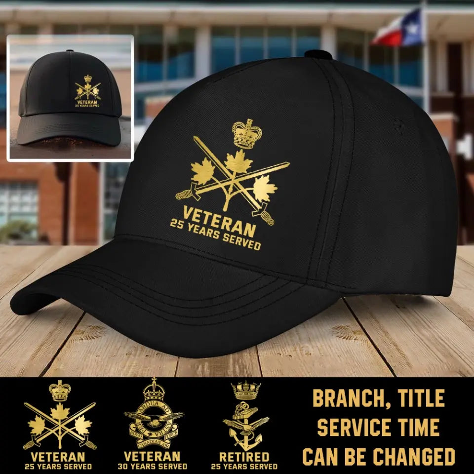 Personalized Canadian Veteran Custom Served Time Black Cap QTKH1190