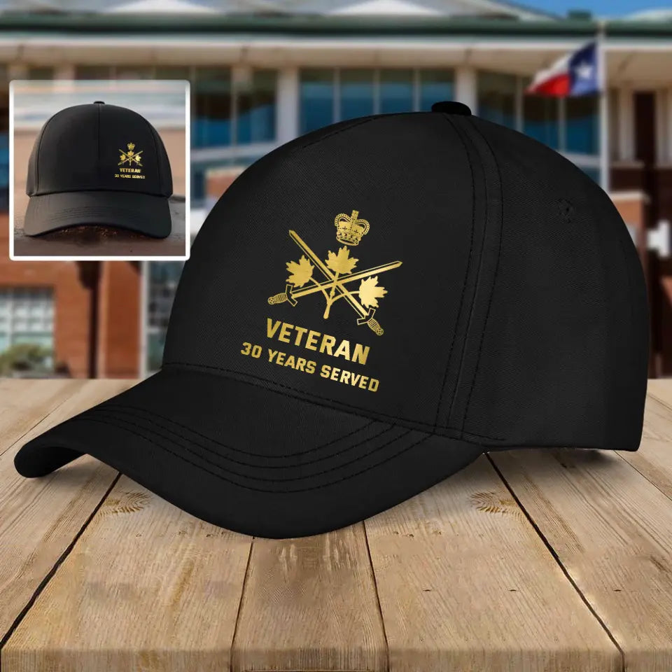 Personalized Canadian Veteran Custom Served Time Black Cap QTKH1190