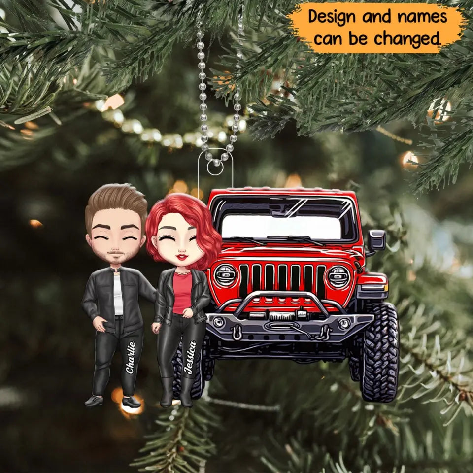 Personalized Couple Jeep Custom Name Christmas Gift Acrylic Ornament Printed VQ231199