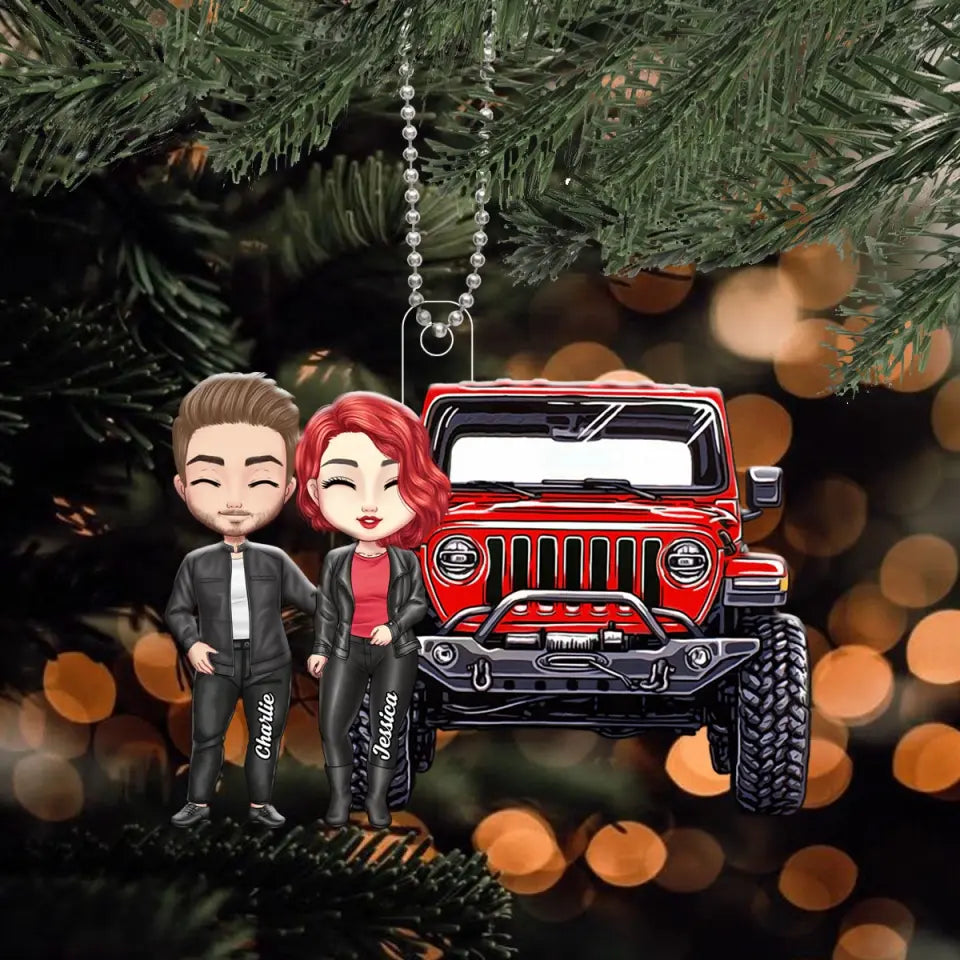Personalized Couple Jeep Custom Name Christmas Gift Acrylic Ornament Printed VQ231199