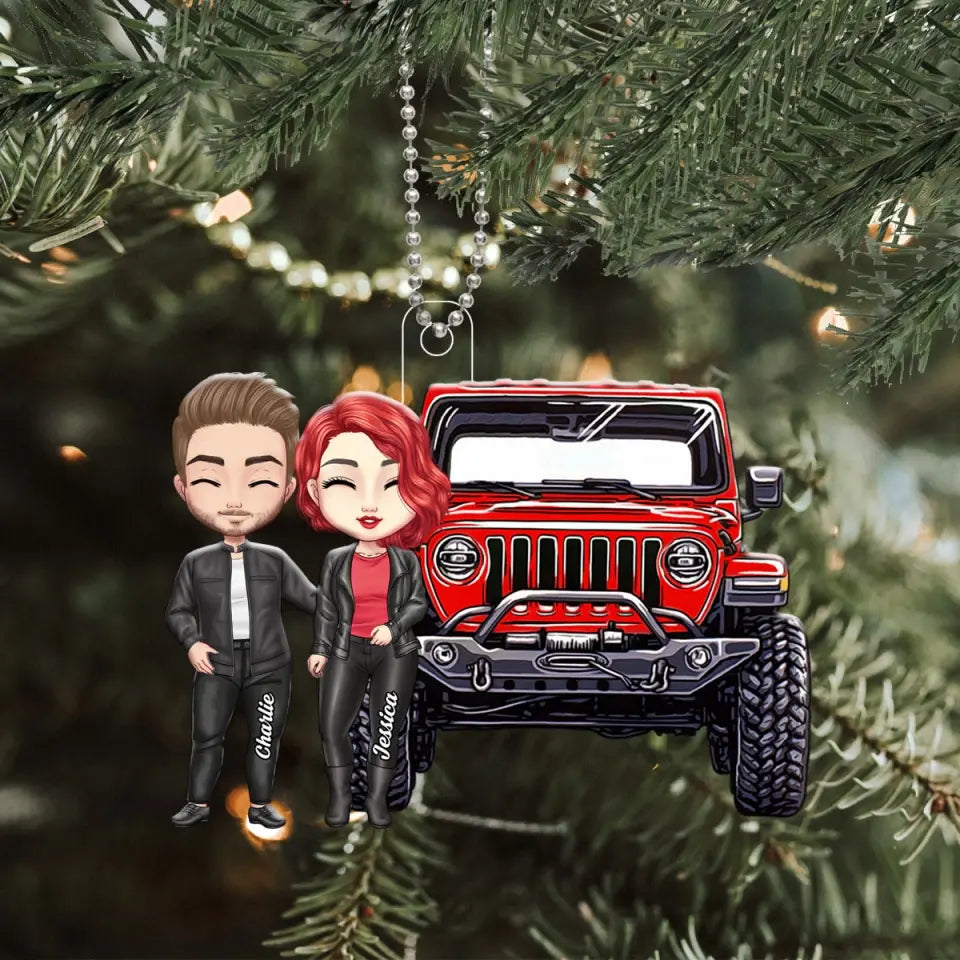 Personalized Couple Jeep Custom Name Christmas Gift Acrylic Ornament Printed VQ231199
