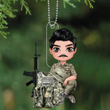 Personalized Army Solider Custom Name & Served Time Acrylic Ornament Printed KVH231197