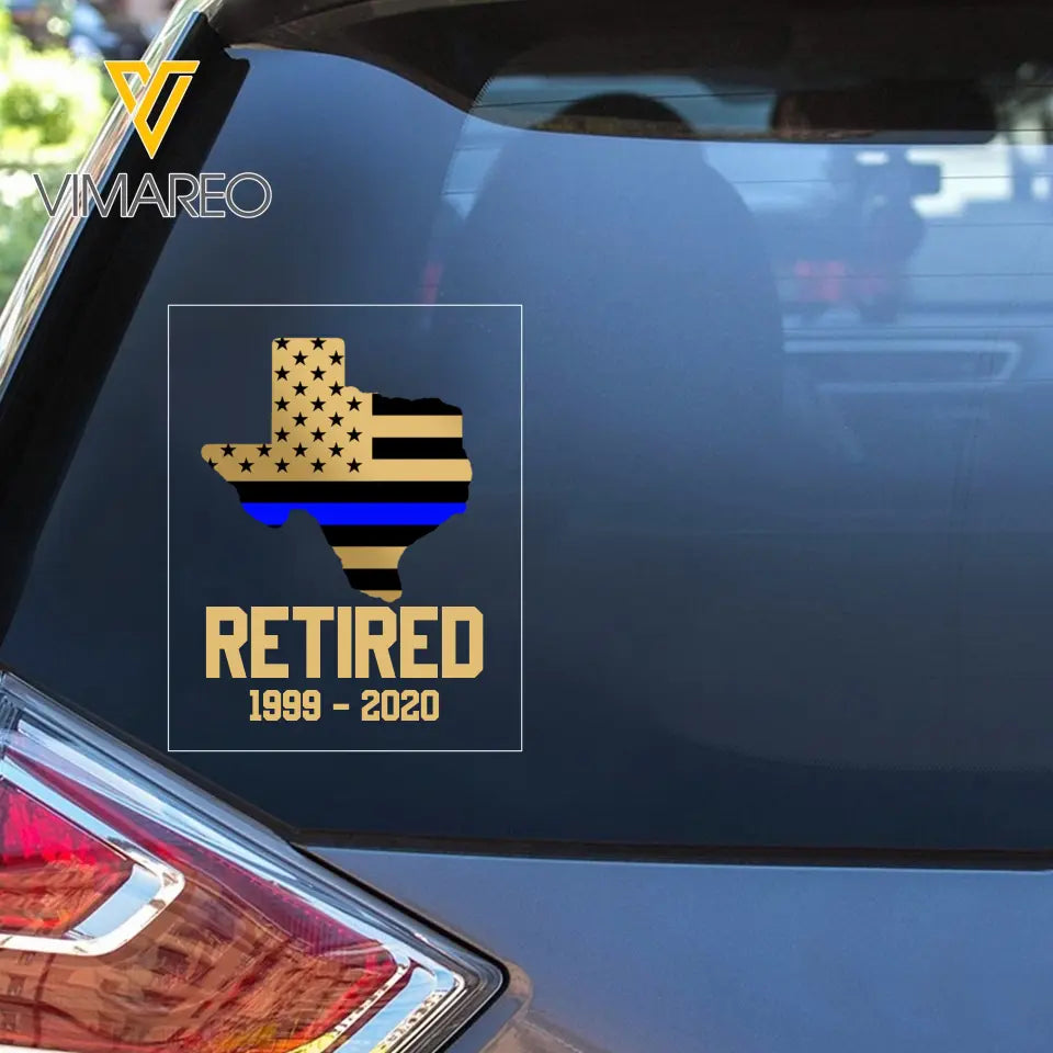 Personalized Thin Blue Line Retired US State Custom Served Times Decal Printed QTHN1009