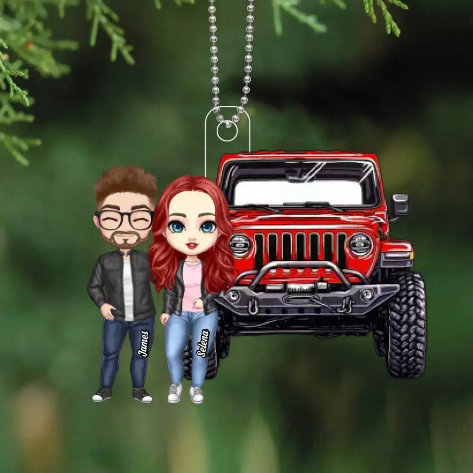 Personalized Couple Jeep Custom Name Christmas Gift Acrylic Ornament Printed VQ231199