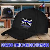 Personalized United Kingdom Thin Blue Line Retired Custom Served Times Black Cap QTHN1228