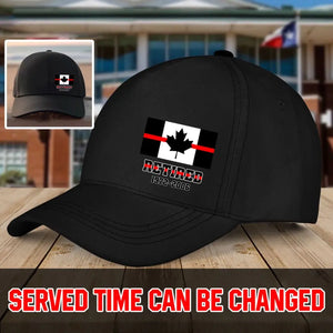 Personalized Canada Thin Red Line Retired Custom Served Times Black Cap QTHN1228
