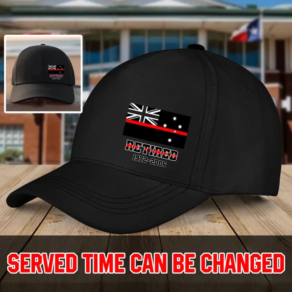 Personalized Australia Thin Red Line Retired Custom Served Times Black Cap QTHN1228