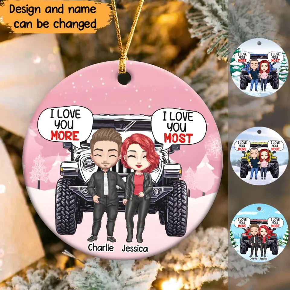 Personalized I Love You More Jeep Couple Ceramic Ornament Printed VQ231241