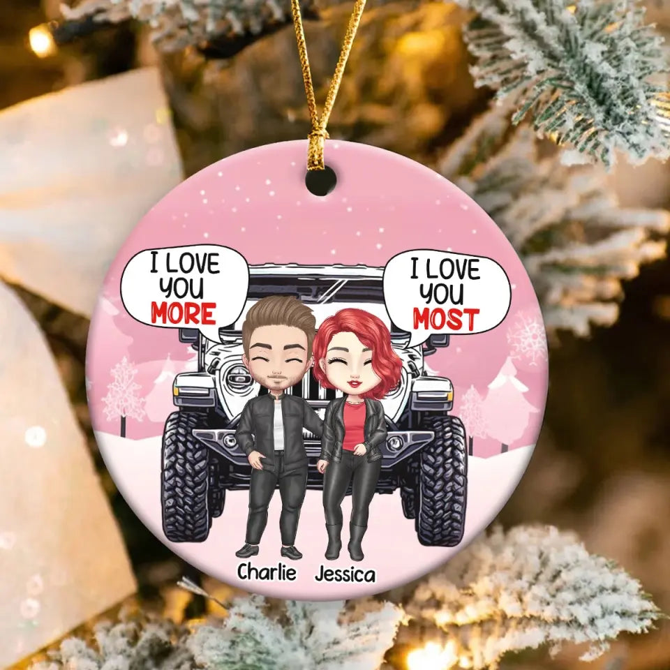 Personalized I Love You More Jeep Couple Ceramic Ornament Printed VQ231241