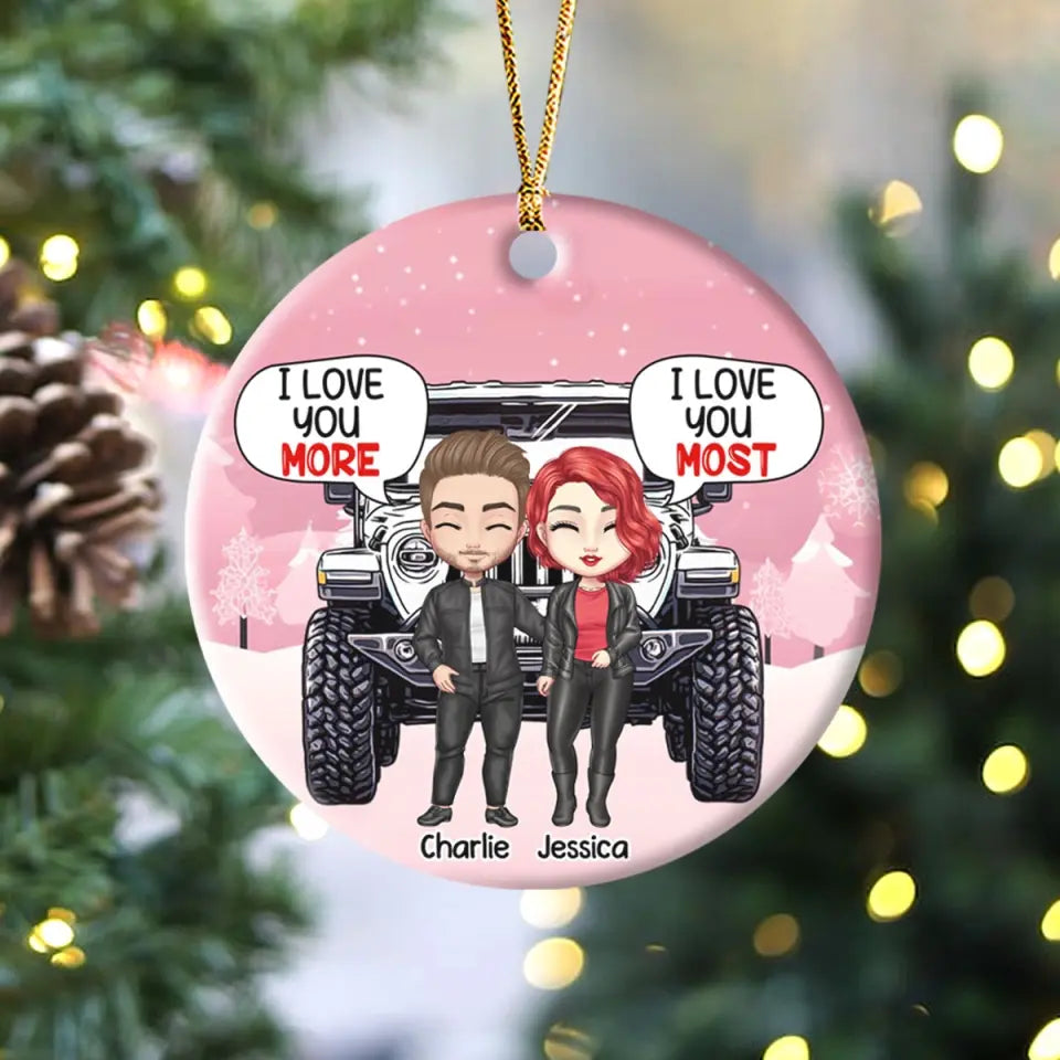 Personalized I Love You More Jeep Couple Ceramic Ornament Printed VQ231241