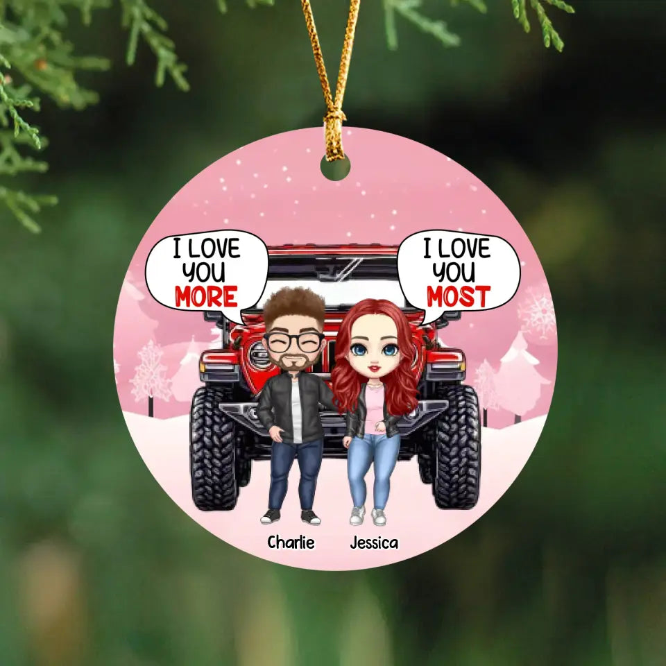 Personalized I Love You More Jeep Couple Ceramic Ornament Printed VQ231241