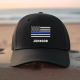 Personalized Emboidery US Police Flag Custom Name Black Cap KH231239