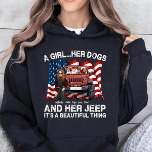 Personalized A Girl Her Dogs And Her Jeep It's A Beautiful Thing Jeep Girl Hoodie 2D Printed LVA231240