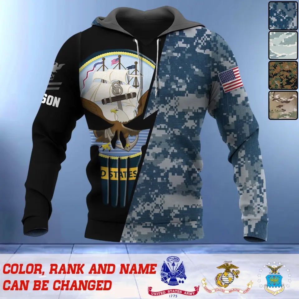 Personalized Military Branch Veteran Custom Name Hoodie 3D Printed QTVQ1231