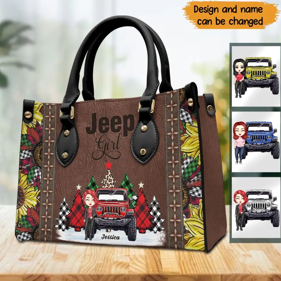 Personalized Jeep Girl Custom Name Christmas Gift Leather Bag Printed VQ231243