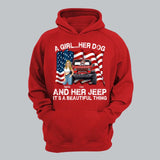 Personalized A Girl Her Dogs And Her Jeep It's A Beautiful Thing Jeep Girl Hoodie 2D Printed LVA231240