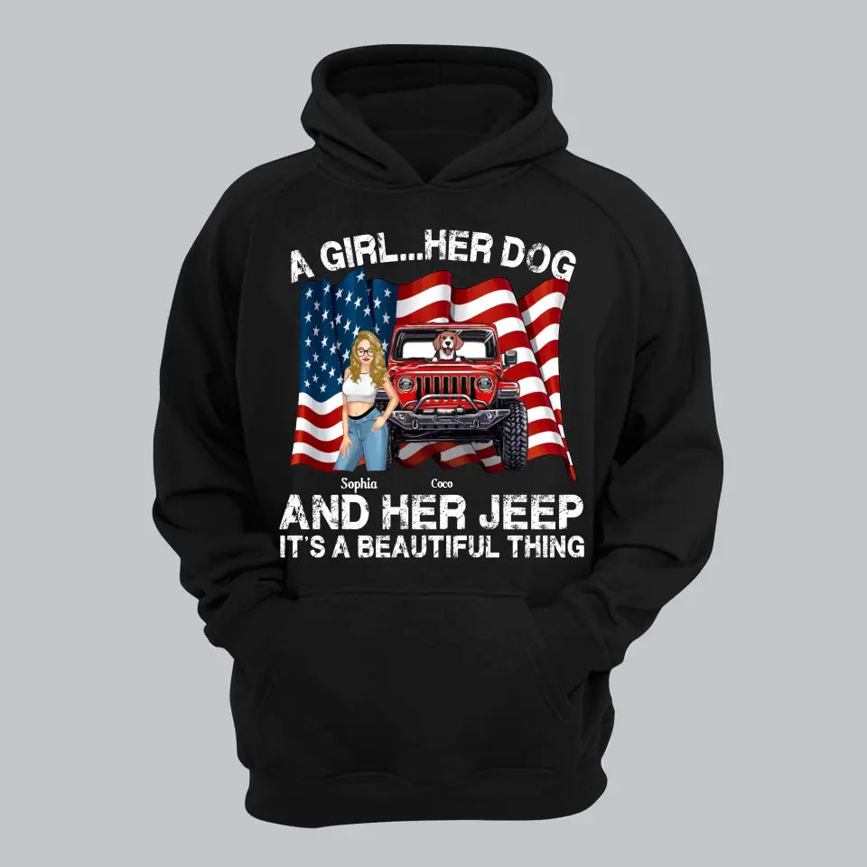 Personalized A Girl Her Dogs And Her Jeep It's A Beautiful Thing Jeep Girl Hoodie 2D Printed LVA231240