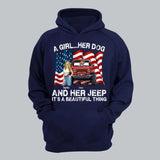 Personalized A Girl Her Dogs And Her Jeep It's A Beautiful Thing Jeep Girl Hoodie 2D Printed LVA231240