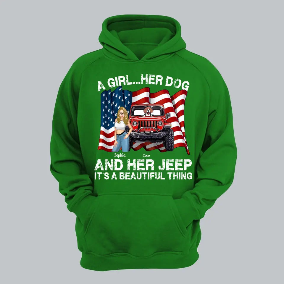 Personalized A Girl Her Dogs And Her Jeep It's A Beautiful Thing Jeep Girl Hoodie 2D Printed LVA231240