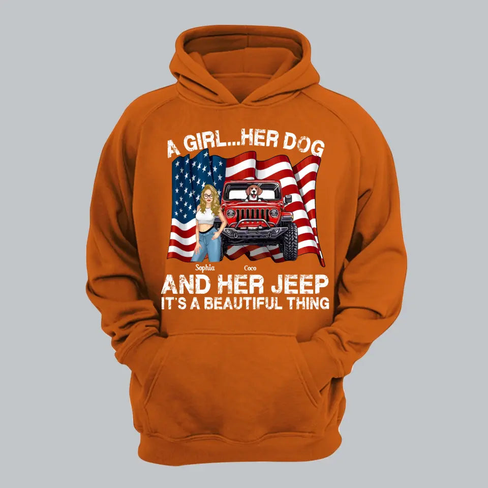Personalized A Girl Her Dogs And Her Jeep It's A Beautiful Thing Jeep Girl Hoodie 2D Printed LVA231240