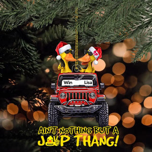 Personalized Couple Duck Jeep Ain't Nothing But A Jeep Thang Christmas Gift Acrylic Ornament Printed HN231252
