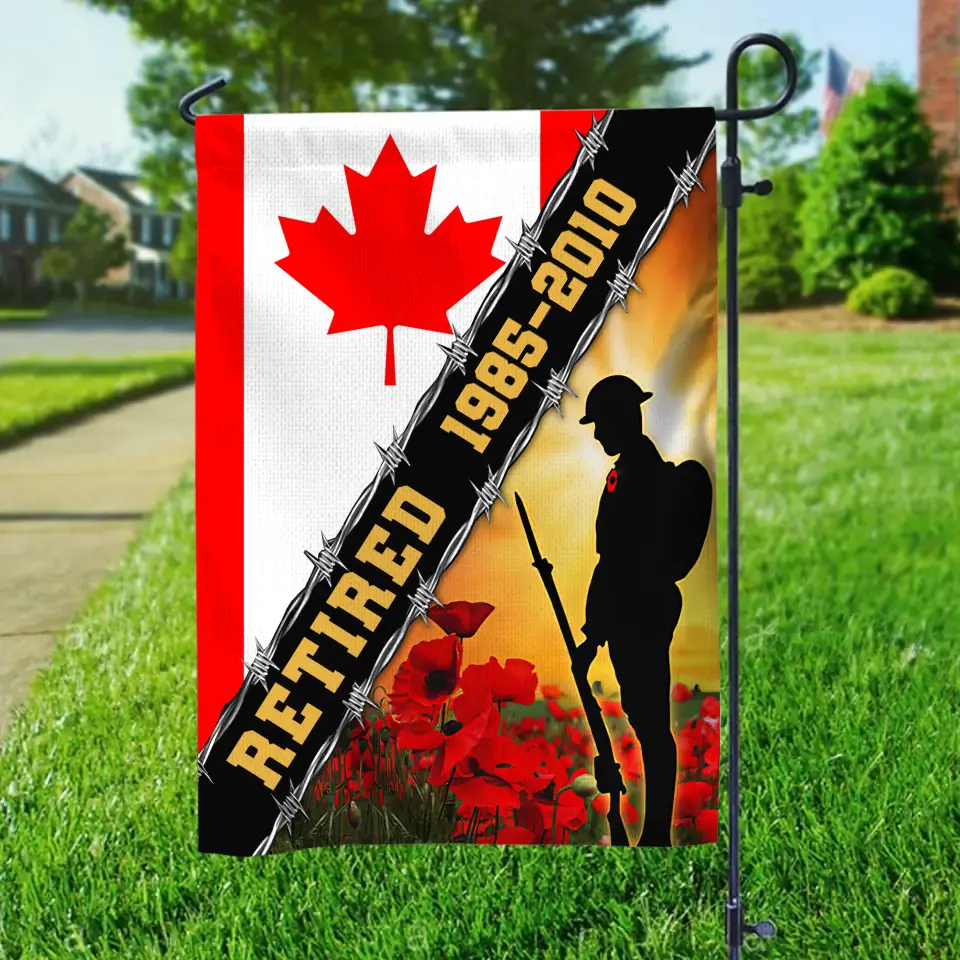 Personalized Retired Canadian Veteran Garden Flag or House Flag Printed KVH231257