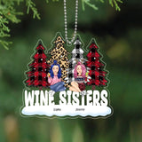 Personalized Wine Sisters Christmas Tree Xmas Gift Acrylic Ornament Printed HN231278