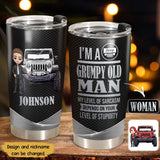 Personalized I'm A Grumpy Old Man My Level Of Sarcasm Depends On Your Level Of Stupidity Jeep Lovers Gift Tumbler Printed HN231282