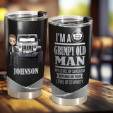 Personalized I'm A Grumpy Old Man My Level Of Sarcasm Depends On Your Level Of Stupidity Jeep Lovers Gift Tumbler Printed HN231282