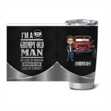 Personalized I'm A Grumpy Old Man My Level Of Sarcasm Depends On Your Level Of Stupidity Jeep Lovers Gift Tumbler Printed HN231282