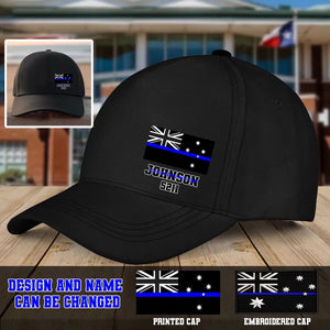 Personalized Australia Thin Blue Line Flag Custom Name Black Cap QTHN1281