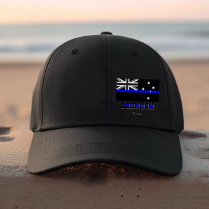 Personalized Australia Thin Blue Line Flag Custom Name Black Cap QTHN1281