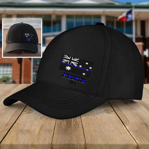 Personalized Australia Thin Blue Line Flag Custom Name Black Cap QTHN1281