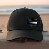 Personalized USA Thin Blue Line Flag Custom Name Black Cap QTHN1281
