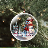 Personalized Grandma Snowman Kid Names Christmas Tree 3D Ball Ornament Printed MTHN231283